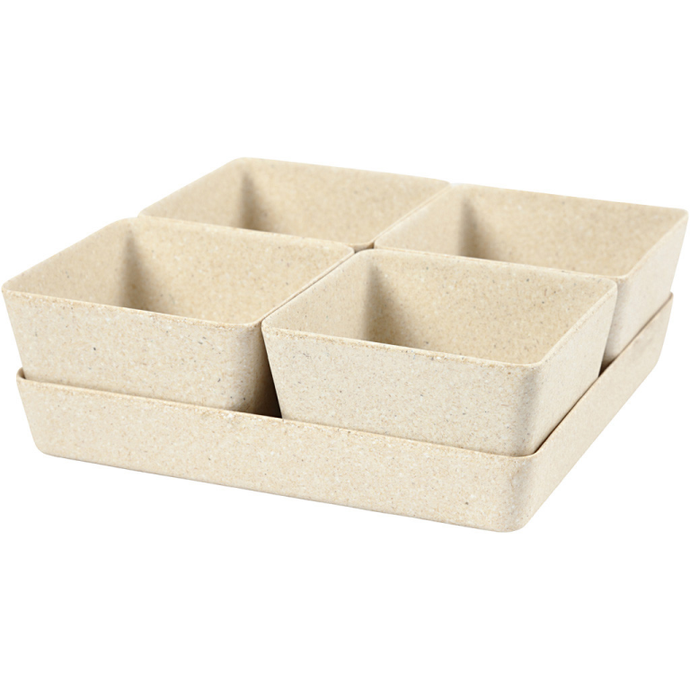 CC Bamboo Herb Pots Set of 4 with saucer