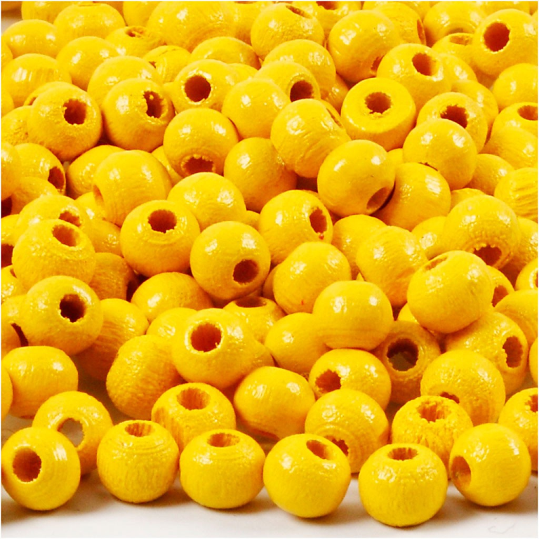 CC Houten Kralen 5 mm Geel 150 stuks
