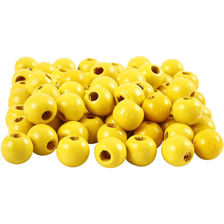 CC Houten Kralen 12 mm Geel 40 stuks