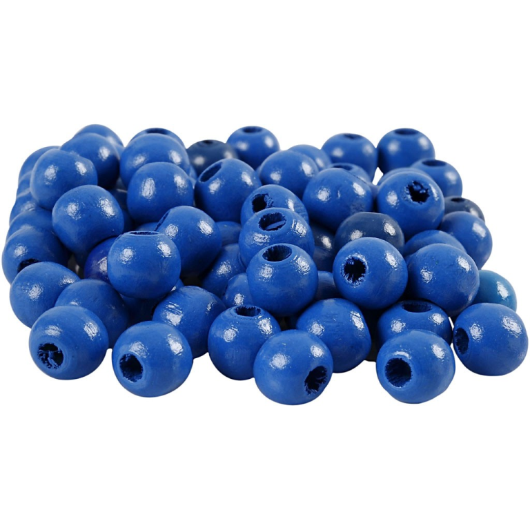 CC Wooden Beads 12mm Blue 40 pieces