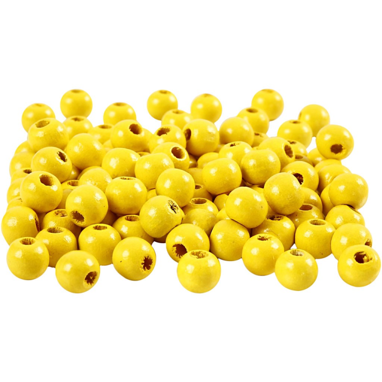 CC Houten Kralen 8 mm Geel 100 stuks