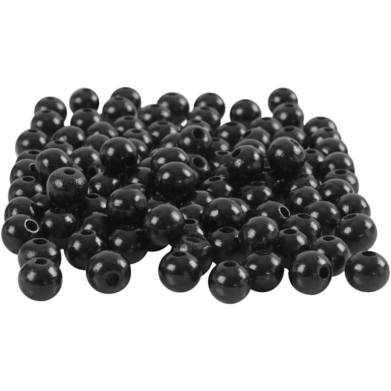CC Holzperlen 8 mm Schwarz 100 Stück