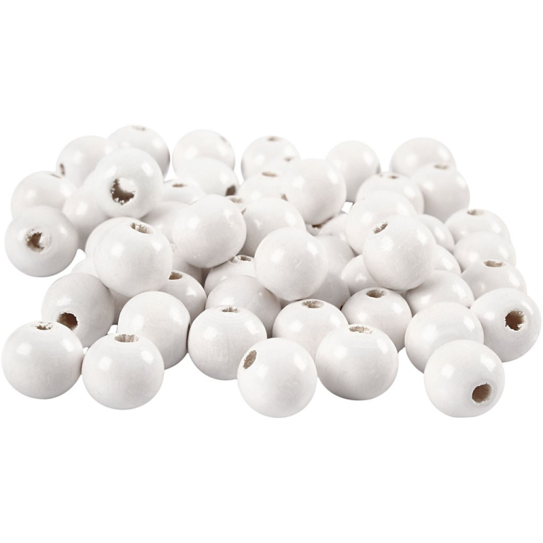 CC Wooden Beads 10 mm White 70 pieces