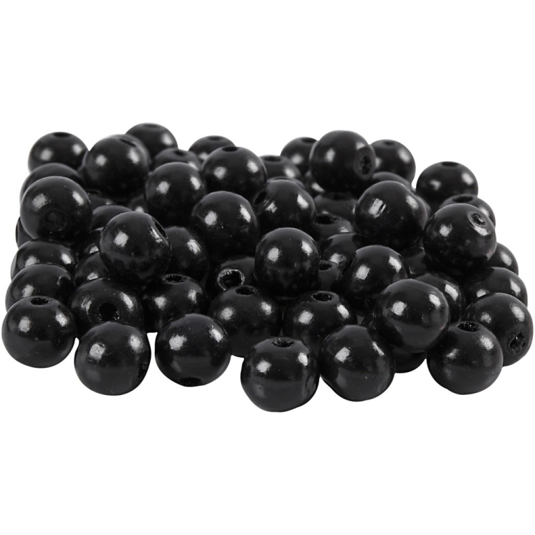 CC Holzperlen 10 mm Schwarz 70 Stück