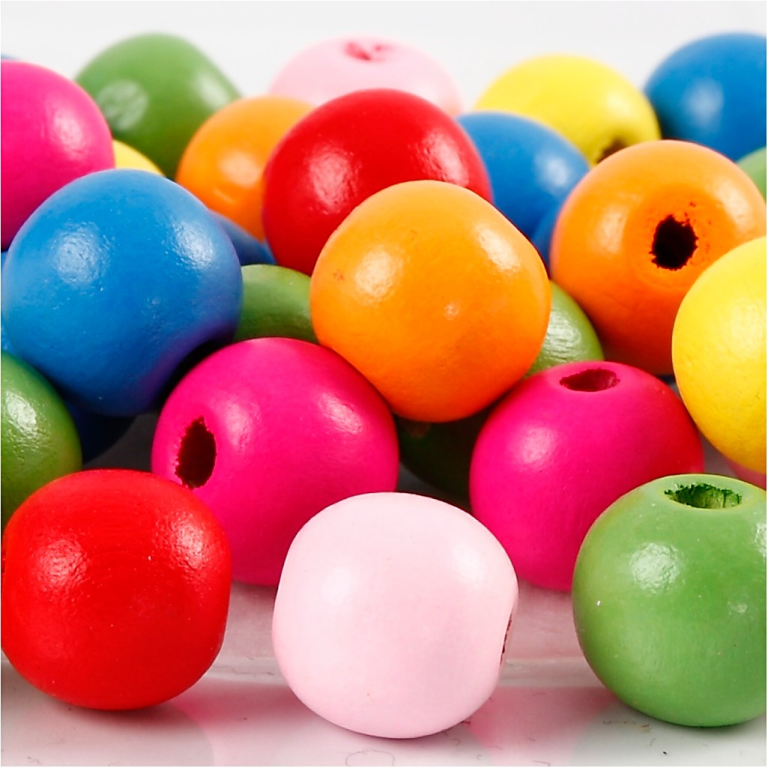 CC Wooden Beads 12 mm Multimix 40 pieces