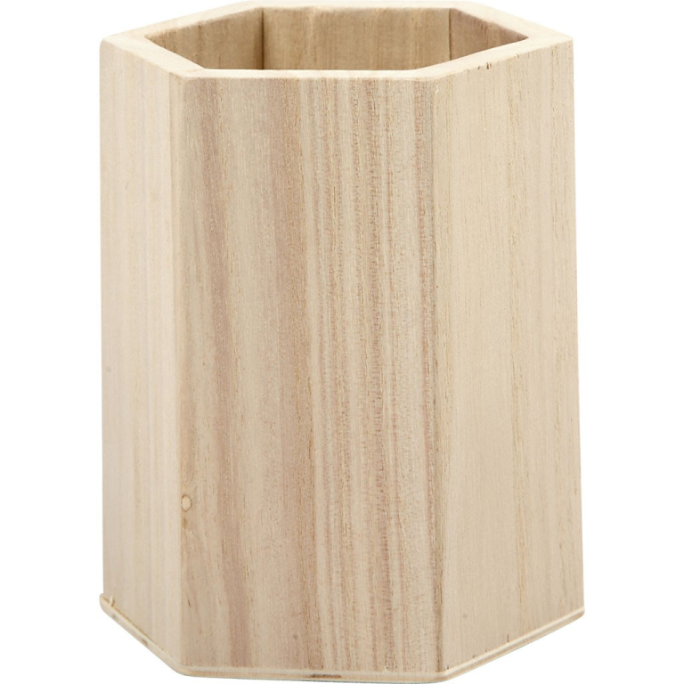 CC Wooden Pen Holder 8x10.5 cm
