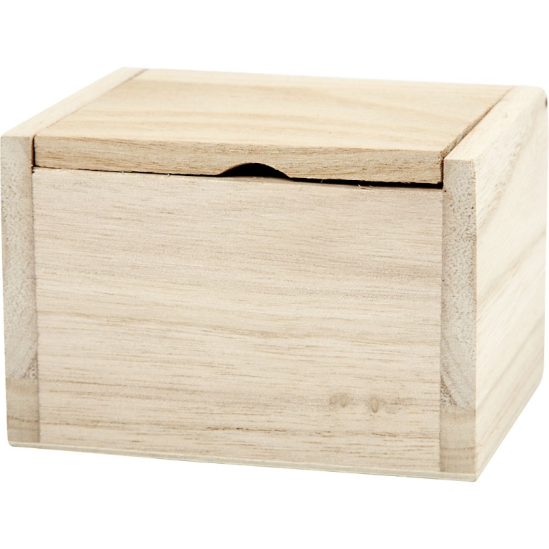 CC Wooden Box Hinged Lid 10x8.2x6.7 cm
