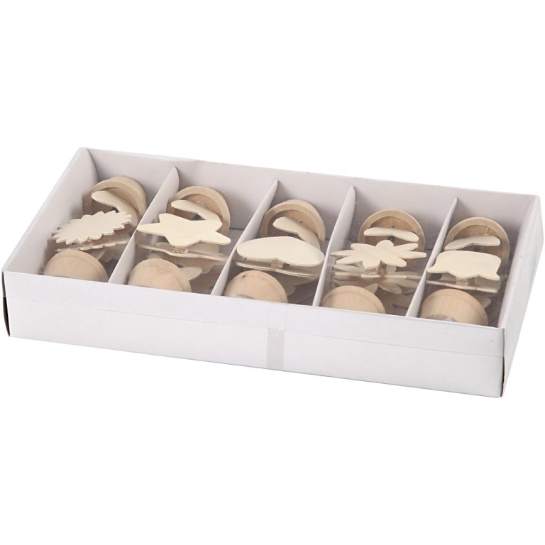 CC Holz Memo-Clip Blumen-Set 10 Stück 10x5 cm