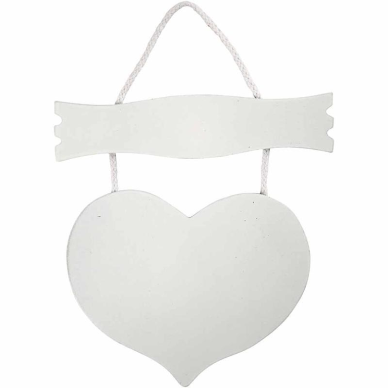 CC MDF Heart with Sign 28x19 cm White