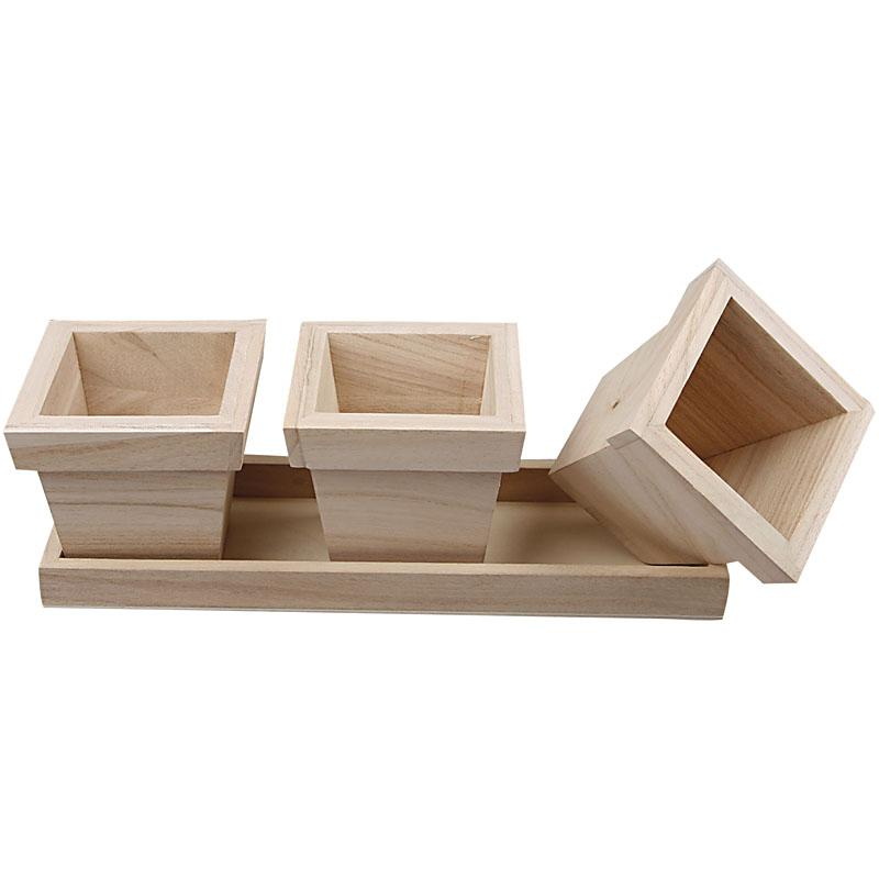 CC Houten Bloempottenset 27x9x9 cm 3 stuks