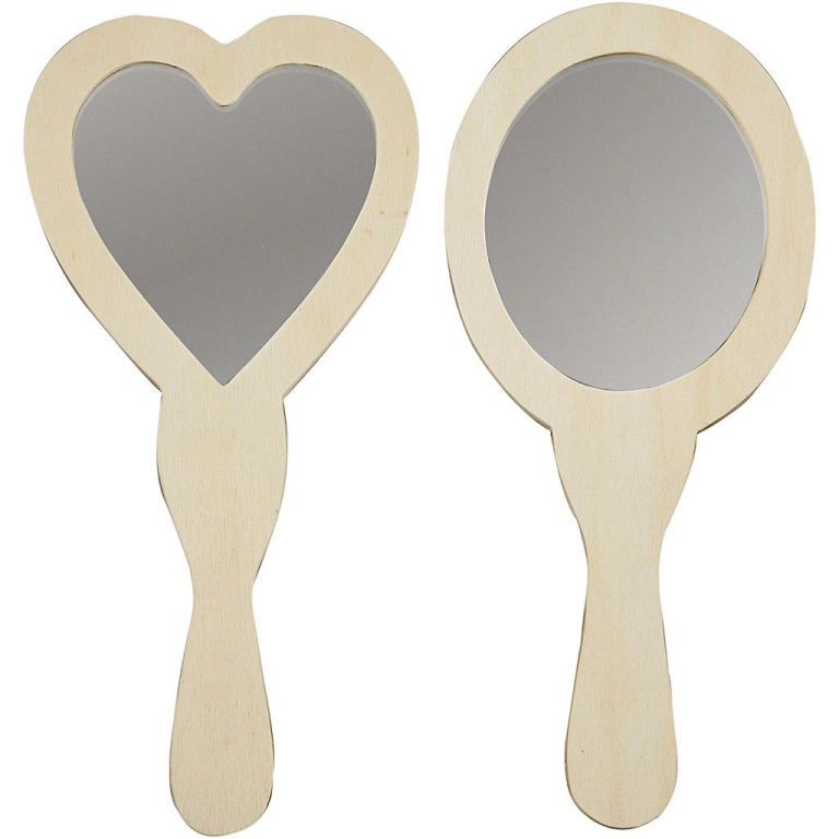 CC Wooden Hand Mirrors 23 cm 2 pieces