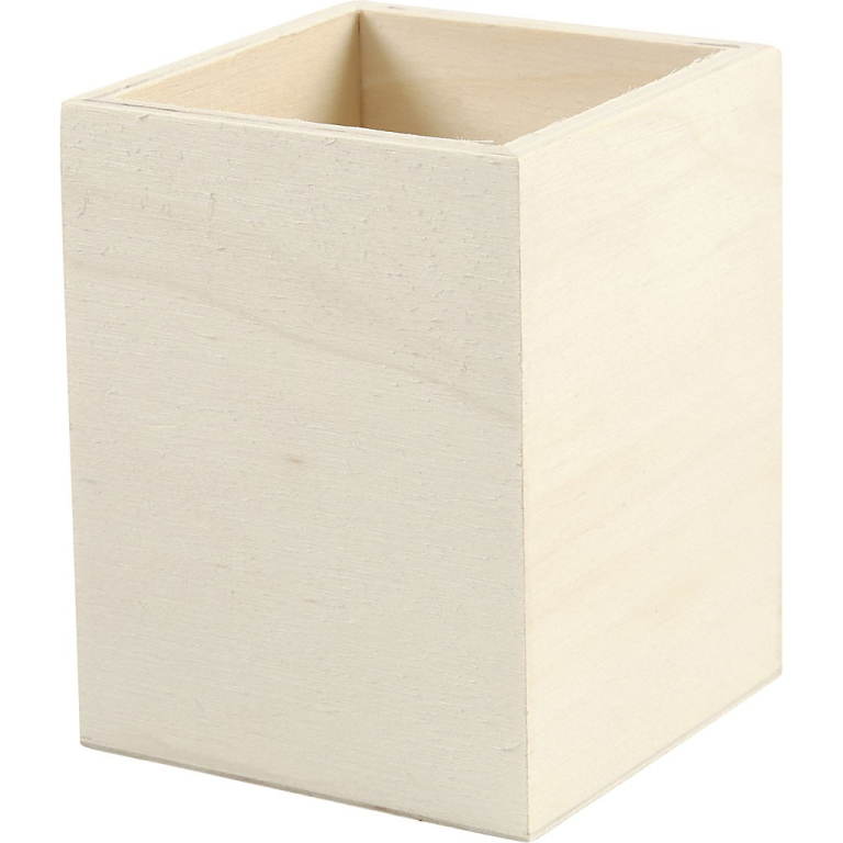 CC Wooden Pen Holder Square 7.5x7.5x9.5 cm