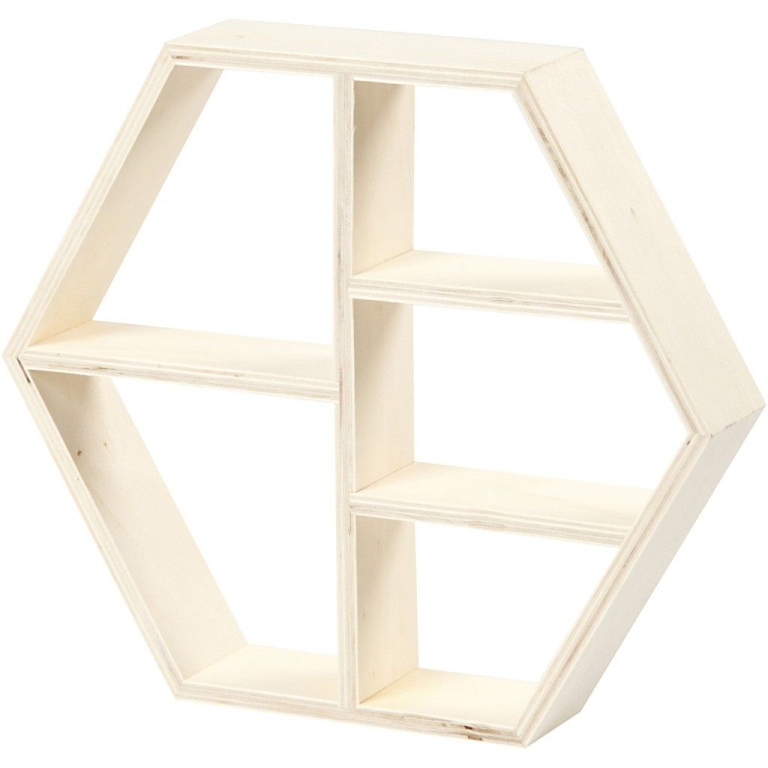 CC Houten Display Kast Hexagon 28,5x25 cm