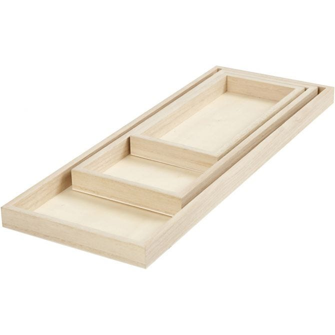 CC Holztabletts Set 40x15 cm 3 Stück