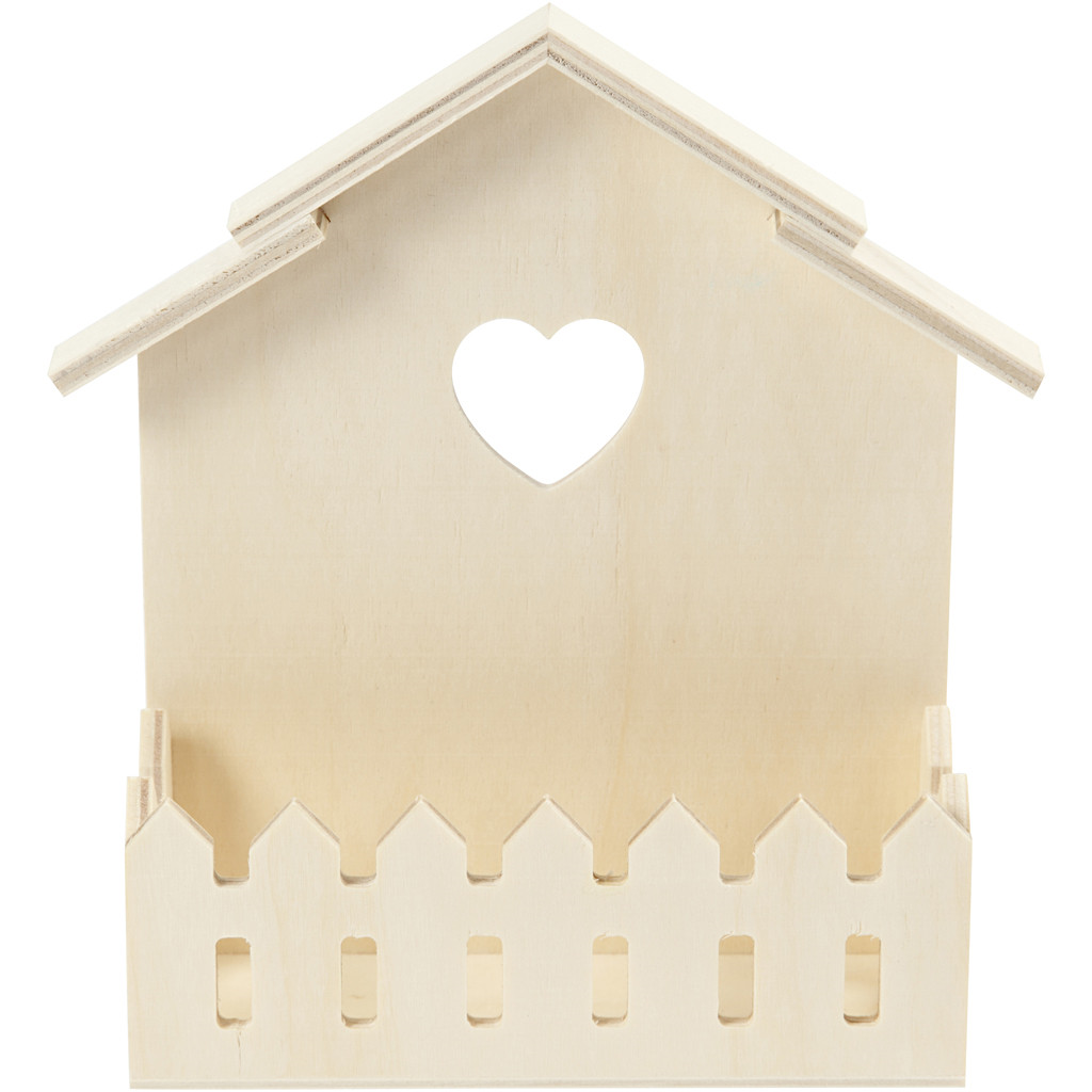 CC Houten Huisje met Tuinhek 16,5x13 cm