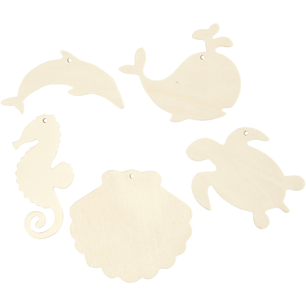 CC Houten Zeedieren Ophang Set 5-10 cm 5 stuks