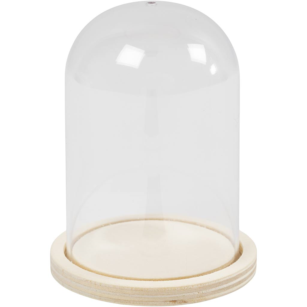 CC Bell Jar on Wooden Base 9.5x6 cm