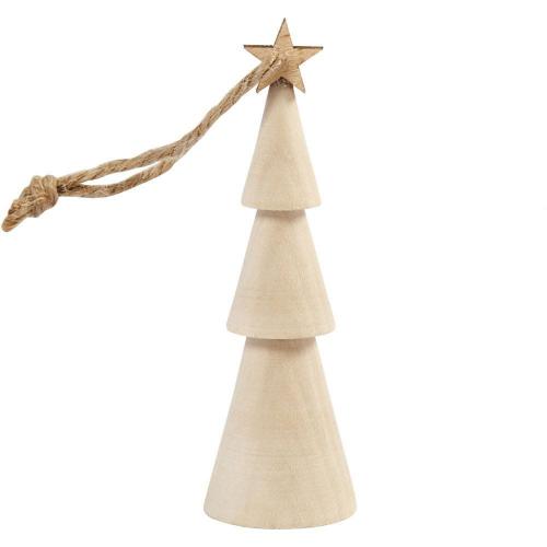 Creativ Company - CC Houten Ornament Kerstboom met Ster 9 cm | GoedkoopsteHobby