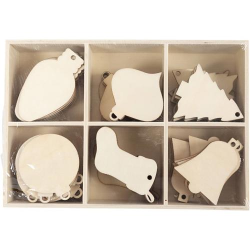 Creativ Company - CC Houten Kerst Ornamenten 4-5 cm 90 stuks | GoedkoopsteHobby