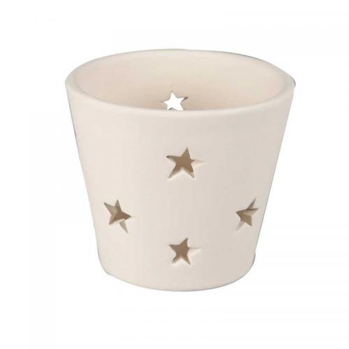 Creativ Company - CC Tealight with Stars 7x6.5 cm White 12 pieces | GoedkoopsteHobby
