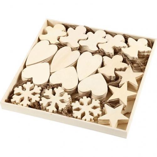 Creativ Company - CC Christmas Ornaments, size 9-11 cm, thickness 4 mm, 90 assorted, plywood | GoedkoopsteHobby