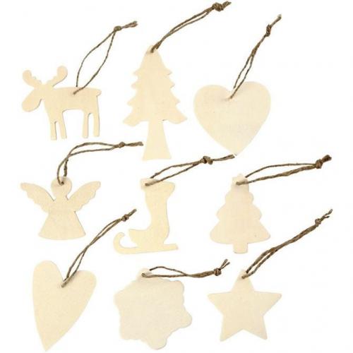 Creativ Company - CC Houten Ornamenten Assortiment 7-8 cm Kerst 72 stuks | GoedkoopsteHobby