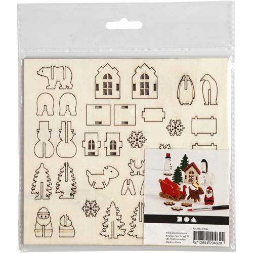 Creativ Company - CC DIY Houten Figuren Kerst l: 15,5cm b: 17cm | GoedkoopsteHobby