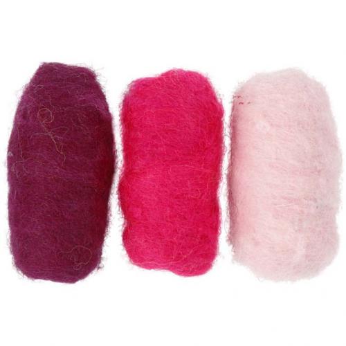 Creativ Company - CC Kardierte Wolle Set 3x10gr Rosé Harmonie | GoedkoopsteHobby