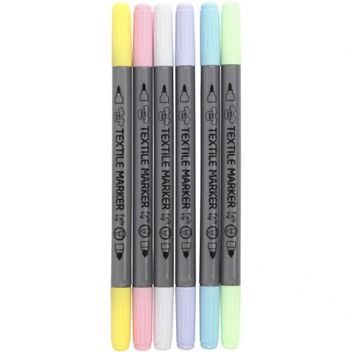 Creativ Company - CC Textielstiften Pastel 6 stuks | GoedkoopsteHobby