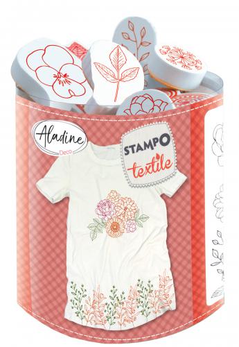 Aladine Stampo Stempel Set Textiel Bloemen en Bladeren 19 stuks | GoedkoopsteHobby