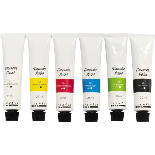 CC Gouacheverf standaardkleuren 6x20 ml - Polymeerklei / Boetseerklei