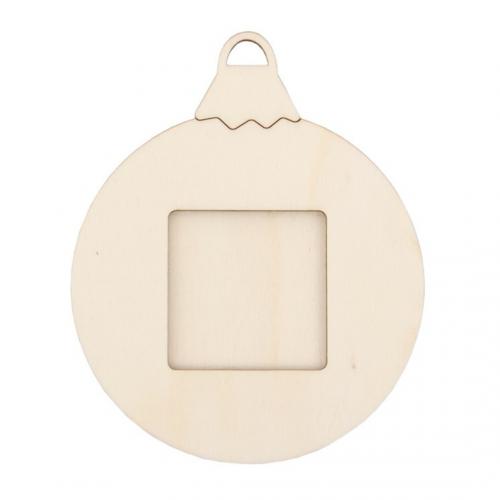 Hobbygruppe - Hölzerne Foto-Weihnachtskugel 9x11 cm 6 Stück | GünstigsterBastelshop
