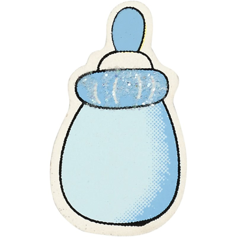 Wooden Baby Bottle 22x37 mm Light Blue 10 pieces