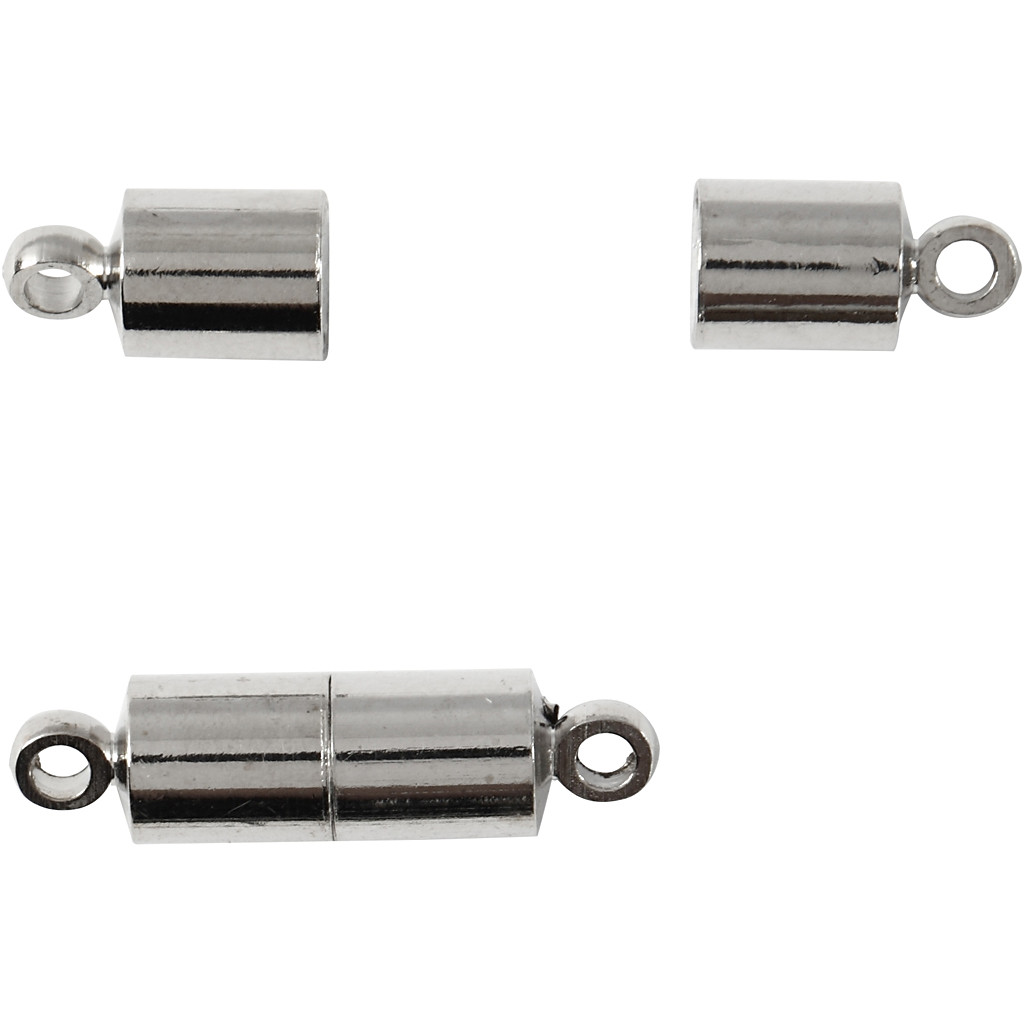 CC Magnetverschluss Zylinder 5x15 mm Silber 10 Stück