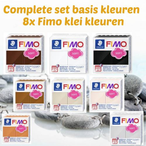Fimo Soft Klei Bruin, Zwart, Grijs, Huidskleur Set - Polymeerklei