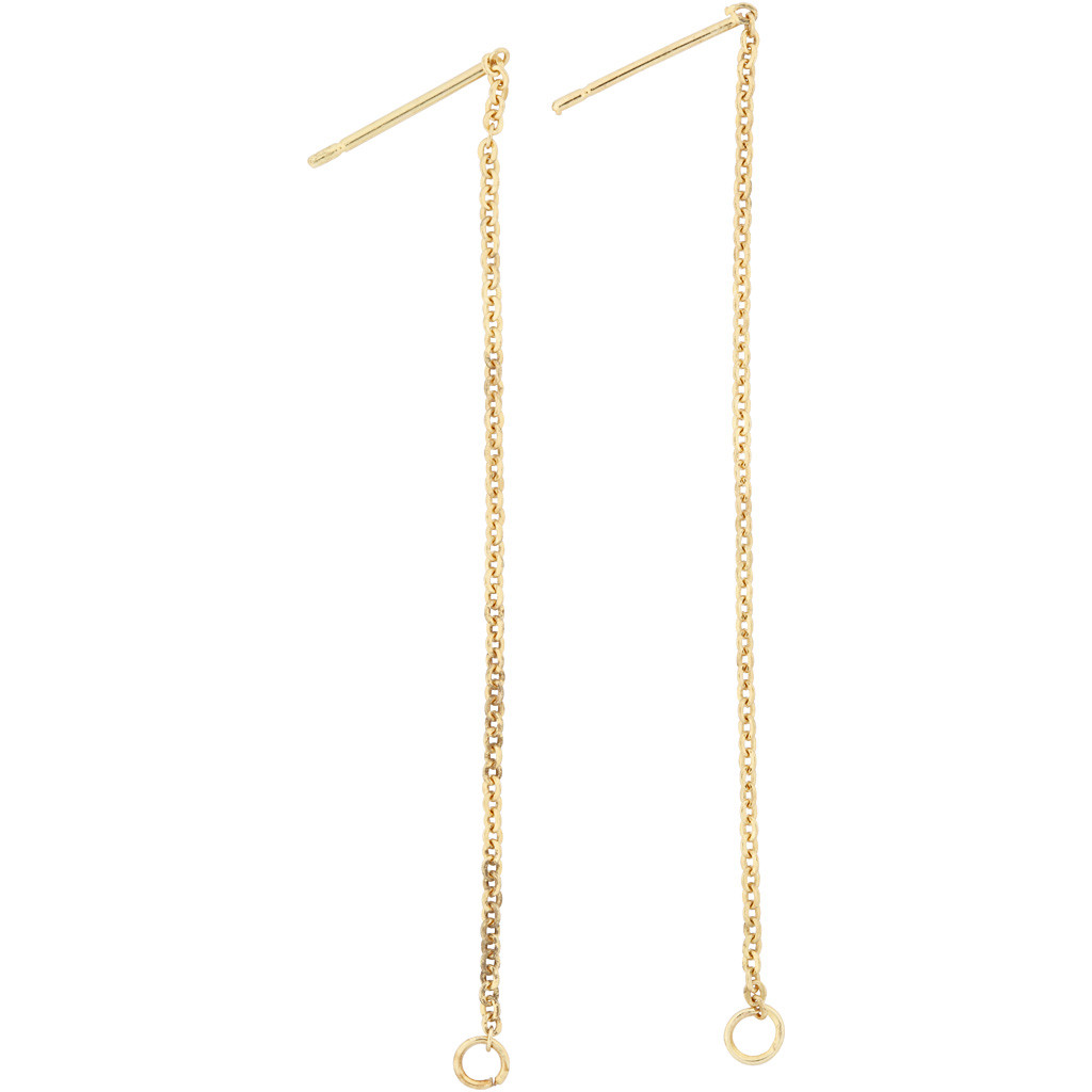 CC Earrings with Chain 70 mm Gold 1 pair