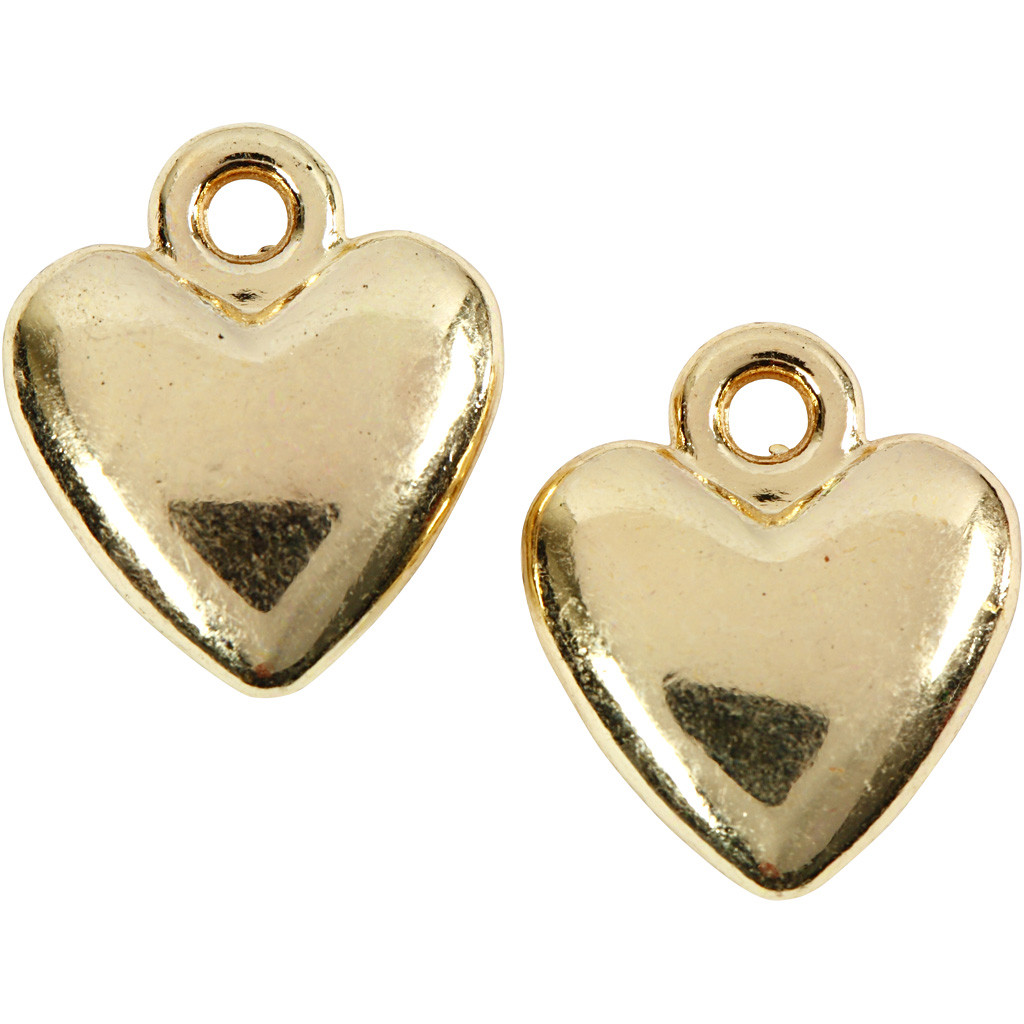CC Heart-shaped Pendant 13x15 mm Gold-plated 10 pieces