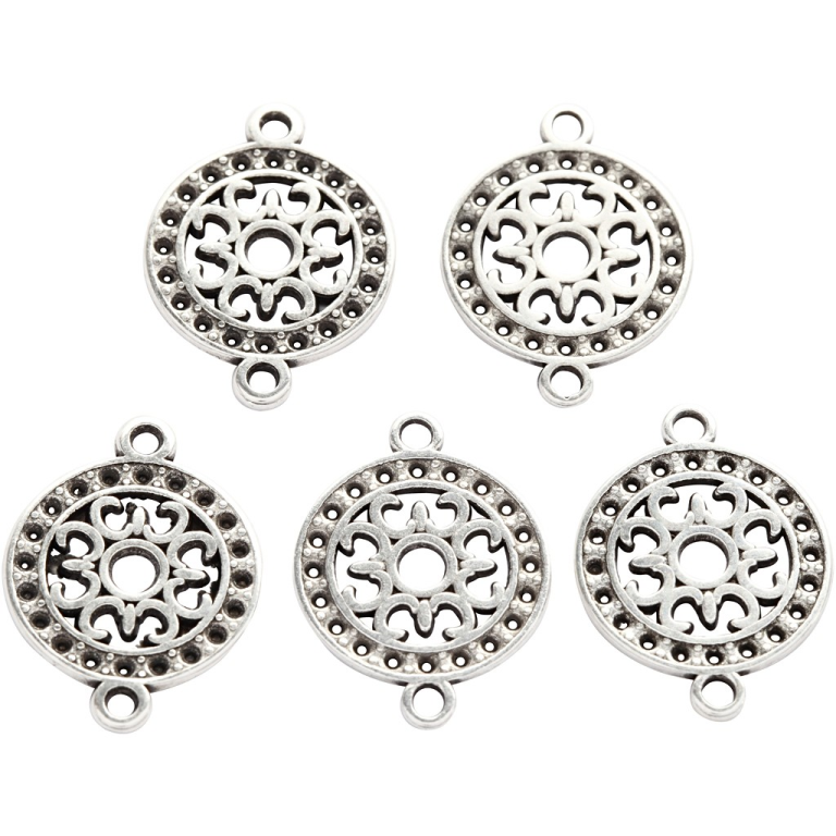 CC Filigree Jewelry Pendant 14mm Silver 5 pieces