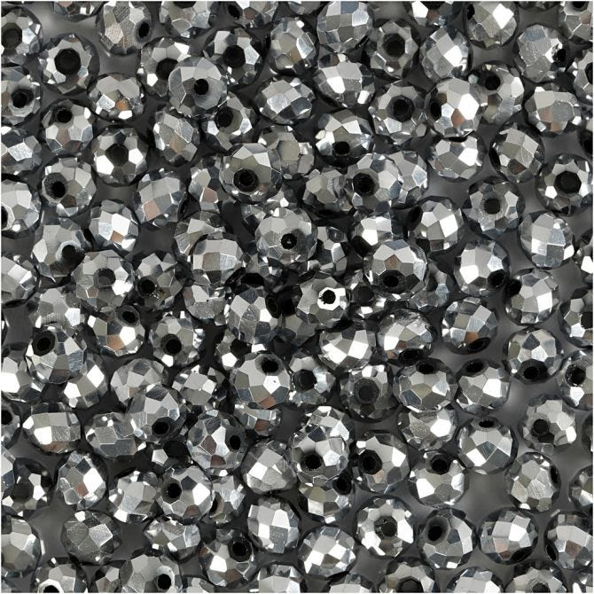 CC Glas Facettierte Perlen 3x4 mm Metallic Grau 100 Stück