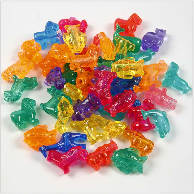 CC Plastic Beads Figures 25 mm Multi 55 gr