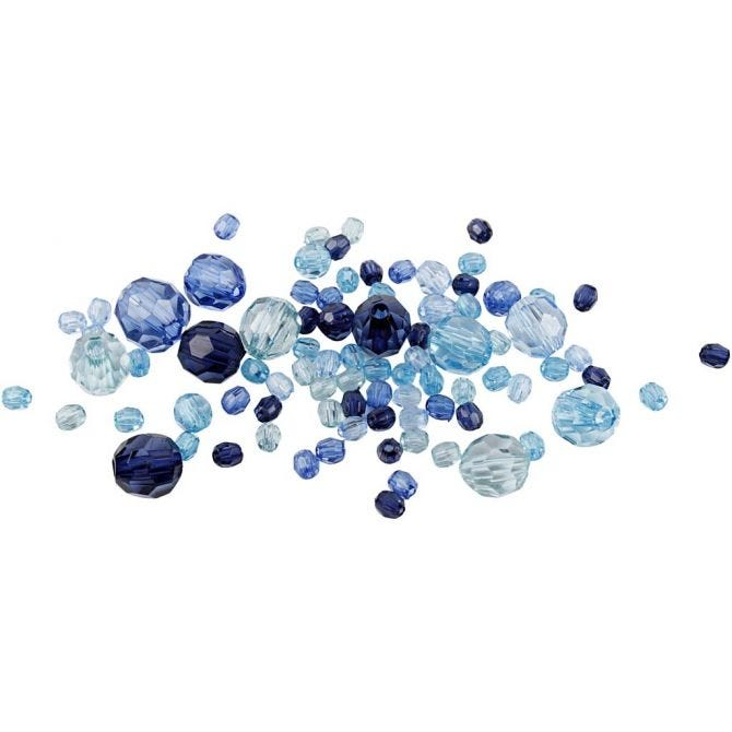 CC Plastik Facettenperlenmix 4-12 mm Blaue Harmonie 170 Stück