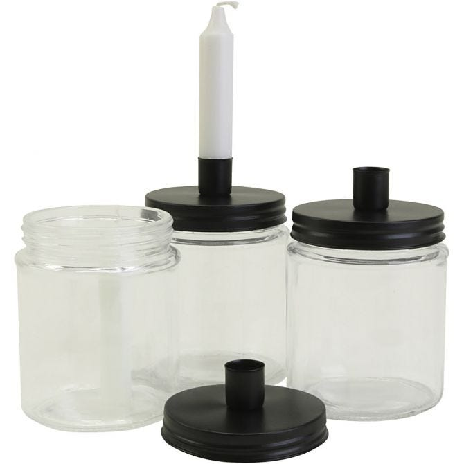 CC Glasgefäß mit Kerzenständer 15 cm, 6 Stk.