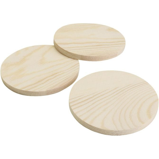 CC Wooden Coasters Round 9 cm Natural per set of 5