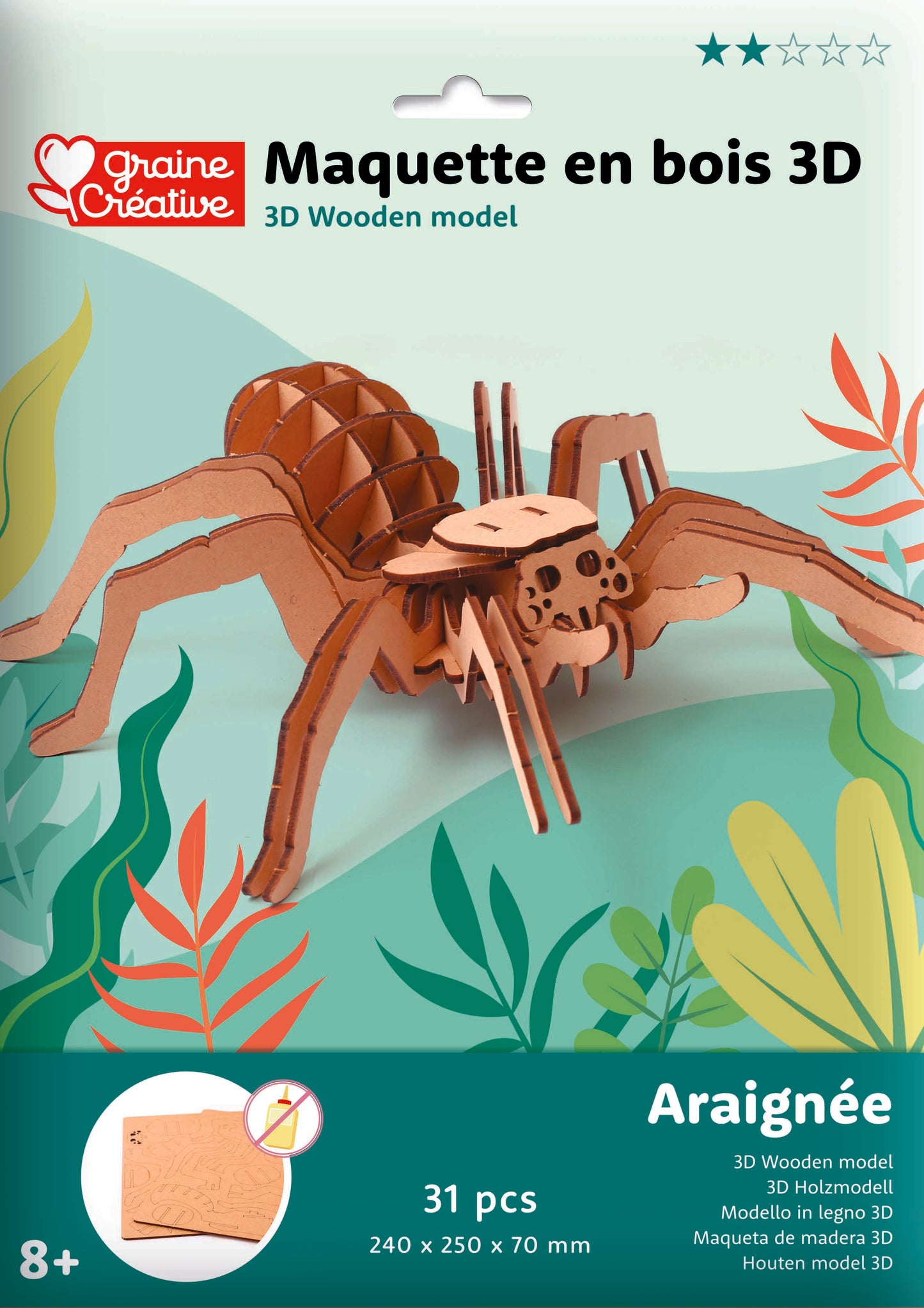 GC Wooden 3D Spider Model