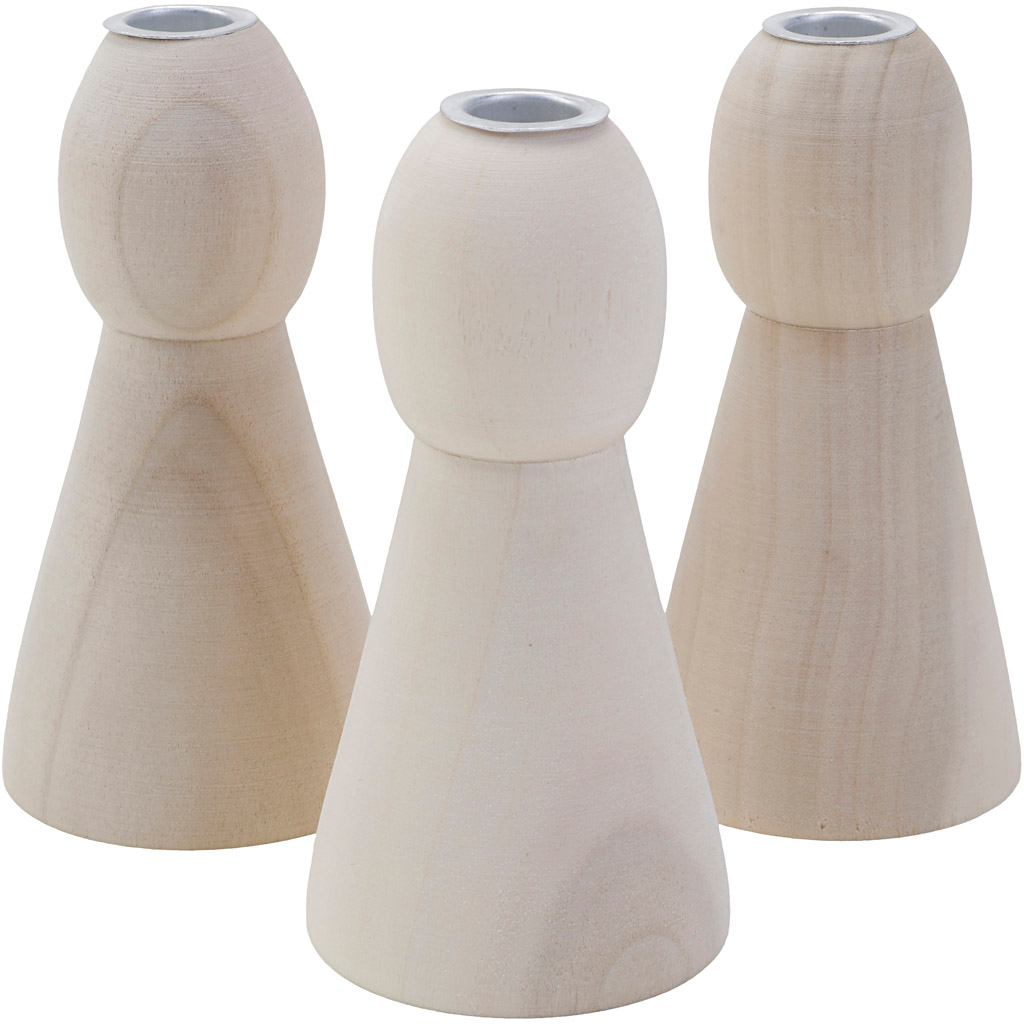 CC Holzleuchter Konisch 9,5 cm 10 Stück