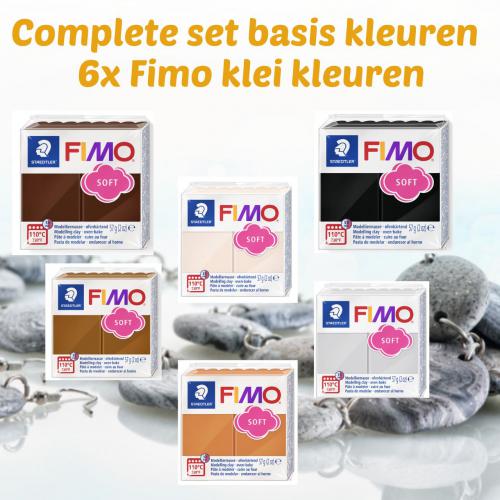 FIMO Soft Basiskleuren Set Bruin/Grijs/Huid - 6x 56g Polymeerklei