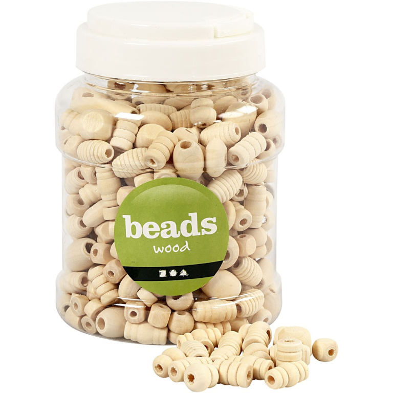 CC Houten Kralen Mix 5-28 mm Naturel 200 stuks