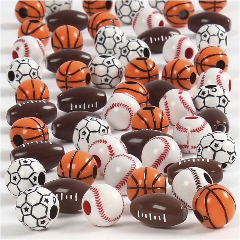 CC Plastikperlen Sport 11-15 mm Multi 45 gr