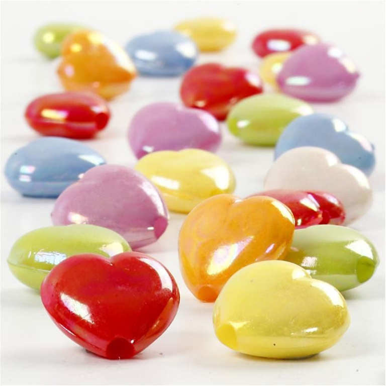 CC Plastic Beads Hearts 25x15 mm Multi 70 gr
