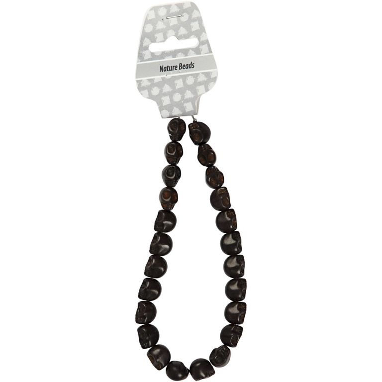 CC Howlite Kralen Doodshoofden 12 mm Zwart 32 stuks